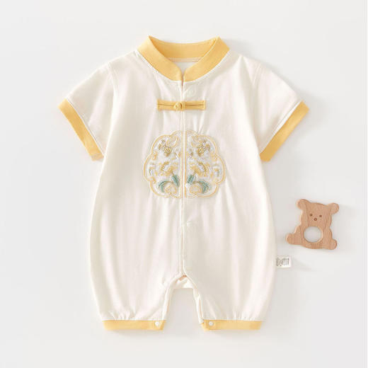 婴儿短袖连体衣夏季薄款衣服中国风公主哈衣夏天女宝宝外出服夏装 商品图0