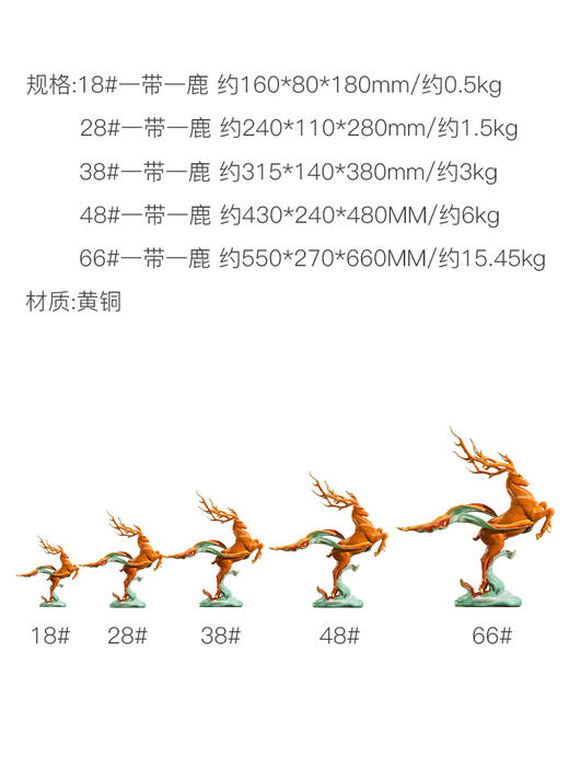 朱炳仁铜 一带一鹿铜工艺品客厅装饰办公桌鹿摆件办公室装饰 商品图1