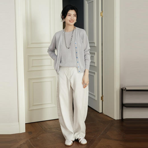 绽放旅行女装517朵【黑白灰系列】廓形感显瘦弯刀阔腿长裤 商品图2