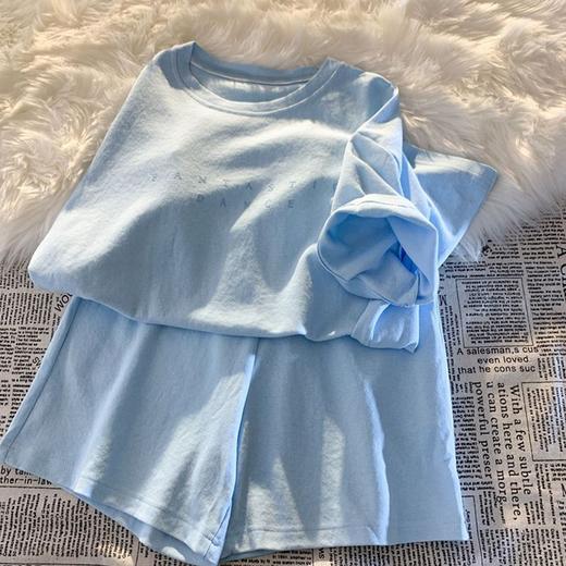 【青春的感觉❗️休闲运动套装】夏季新款，棉质面料 柔软舒适透气，亲肤不扎肉，多巴胺色系 百搭显活力❗️休闲运动套装女百搭宽松时尚外穿短袖短裤两件套开学季Y 商品图7