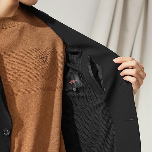 【高端系列】柒牌西装男士2024秋季新款面试新郎结婚礼服黑色西服	127C70460 商品图2