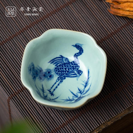 问鼎鼎青青花菱式方杯（蕉叶孔雀）（缺货） 商品图2