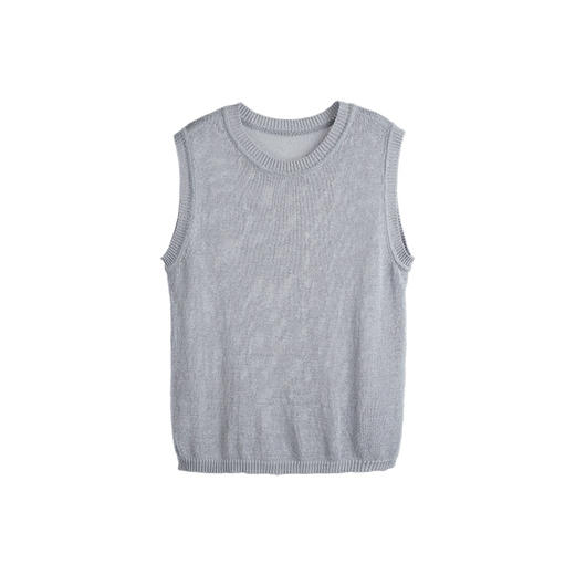 绽放旅行女装506朵【黑白灰系列】舒爽宽松圆领短款无袖针织背心 商品图4