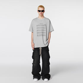 【Achock官方店】美式创意乐谱印花圆领短袖潮牌新款宽松情侣T恤