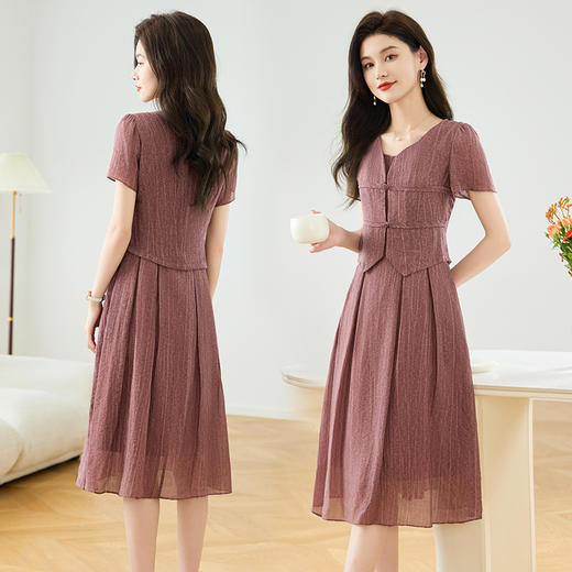 无袖小香风短款中式外套裙子套装QYM-TB-FD1747-Y 商品图3