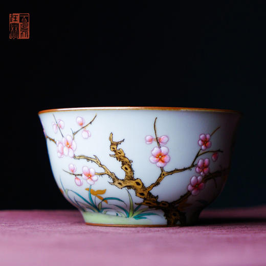 问鼎绪文汝窑云起杯（描金梅花） 商品图2