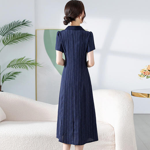 中老年妈妈装夏款条纹花中长裙QYM-KED-H1963-Y 商品图2