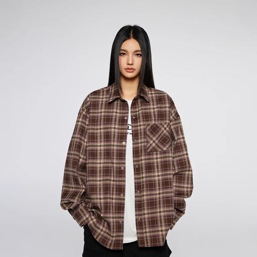 【Achock官方店】简约高级撞色格子长袖衬衣潮牌宽松情侣常青衬衫 商品图3