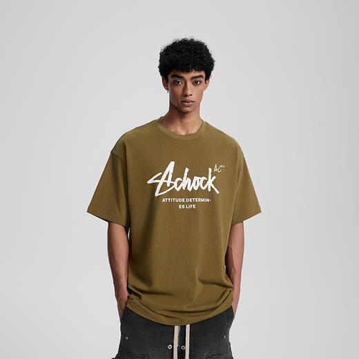 【Achock官方店】潮牌复古潦草logo印花t恤美式宽松休闲情侣短袖 商品图3