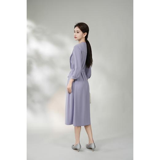 西子/【丁香】进口醋酸宫廷打褶高腰系带连衣裙长裙/CQLY002 商品图2