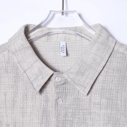 CS107夏季新时尚条纹做旧男士衬衫百搭宽松休闲上衣复古简约短袖 商品图3