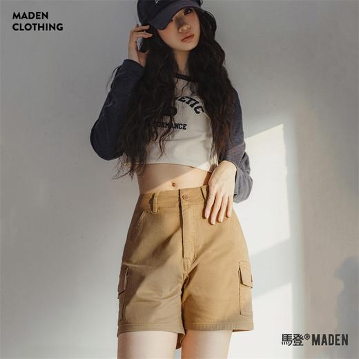 马登卡其色工装短裤休闲直筒阔腿裤子修身显瘦百搭五分中裤夏季女 商品图0