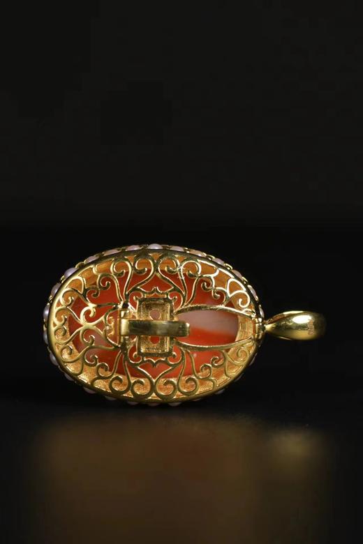 创汇时期珊瑚18k金珍珠镶嵌戒指吊坠两用款 商品图4