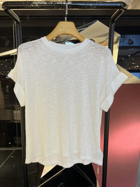 女士竹节纱天然麻感针织圆领T恤