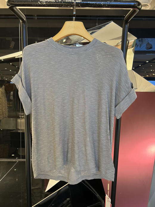 女士竹节纱天然麻感针织圆领T恤 商品图1