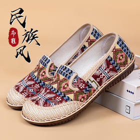渔夫鞋女2024新款老北京布鞋软底中年妈妈鞋休闲女鞋民族风绣花鞋