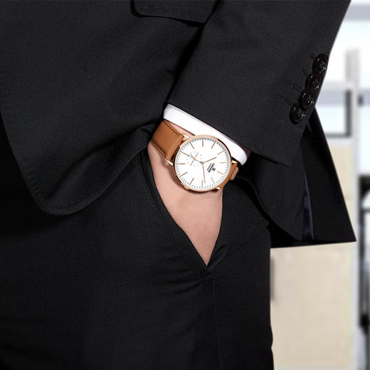 依波表EBOHR 大师系列暖棕休闲格调男士腕表进口石英机芯5077 商品图7