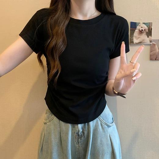 【GZ】无忧购韩系百搭圆领飞飞袖修身短款上衣5216#（截单后3-5天发货) 商品图4