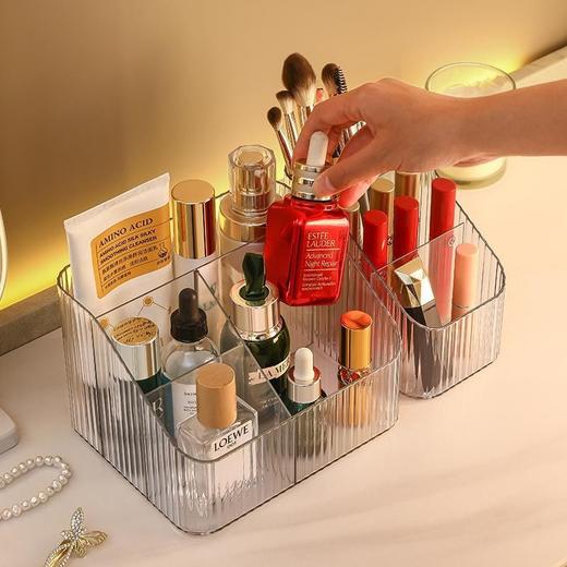 桌面化妆品收纳盒透明塑料盒子分格口红盒宿舍化妆刷桶笔筒亚克力 商品图2