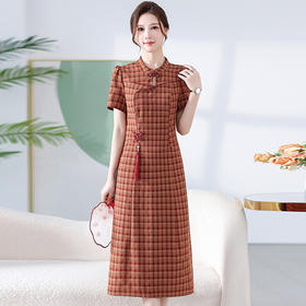 中式旗袍夏款格纹连衣裙QYM-KED-H1962-Y
