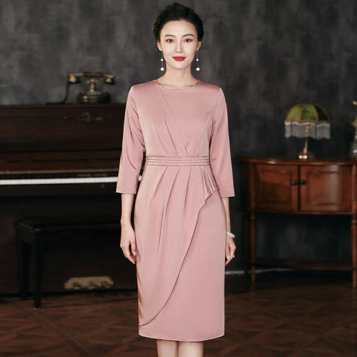 DY Q6626礼服裙中长款高端阔太太洋气显瘦连衣裙 商品图0