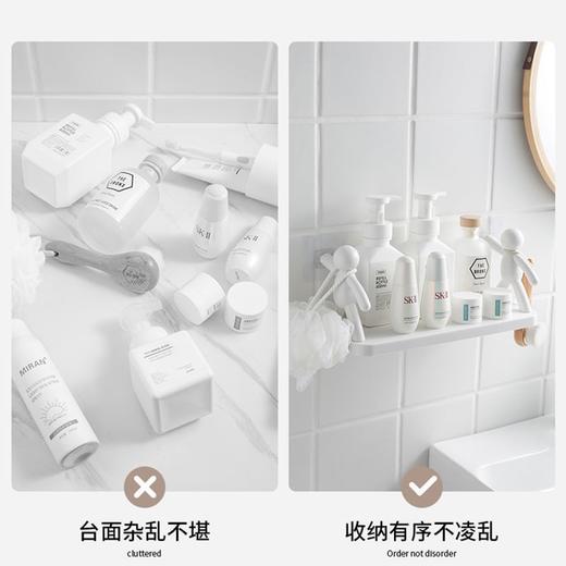 【免打孔安装！小人壁挂置物架】新款小人简约壁挂免打孔置物架吸盘置物架浴室化妆品收纳厨房整，大容量拿取便捷，日常洗护用品轻松收纳。ry 商品图2