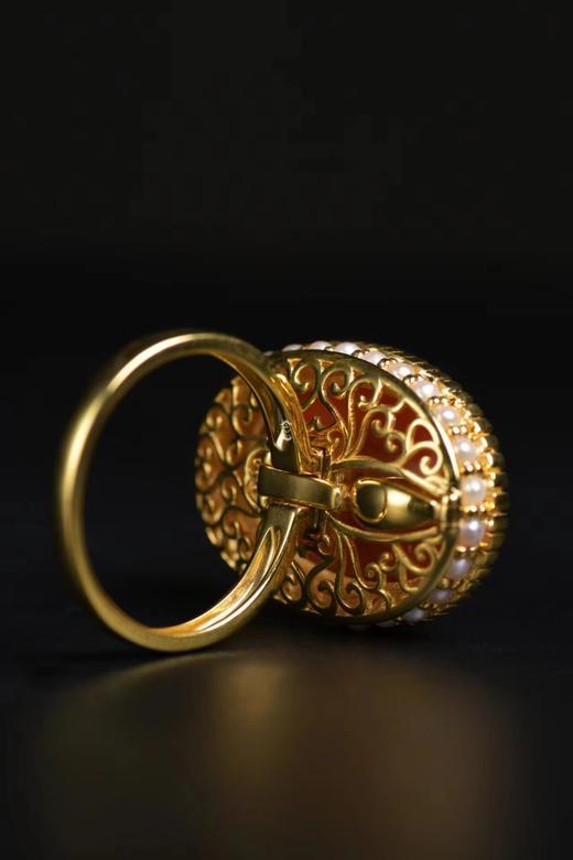 创汇时期珊瑚18k金珍珠镶嵌戒指吊坠两用款 商品图5