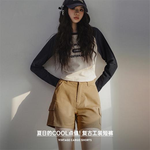 马登卡其色工装短裤休闲直筒阔腿裤子修身显瘦百搭五分中裤夏季女 商品图1