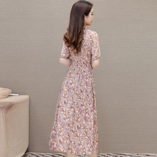 时尚木耳边印花连衣裙QYM-LRX-NF8110-Y 商品图2