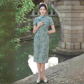 改良新中式文艺修身，中国风素雅日常旗袍XL232