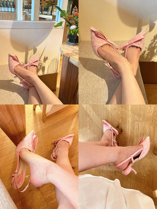 DUO智仙生 美少女线定牛皮进口小香风后袢带高跟鞋 商品图1