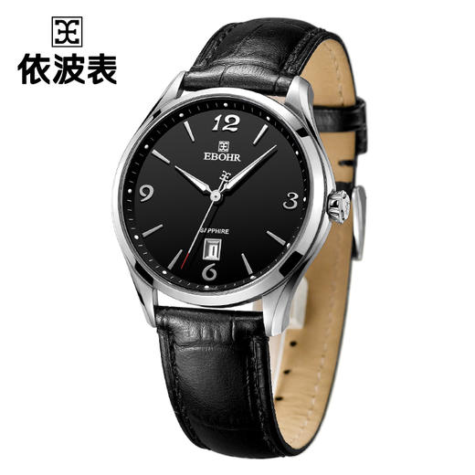 依波表EBOHR 专柜同款 魅力时尚牛皮表带进口石英机芯男士腕表1076 商品图0
