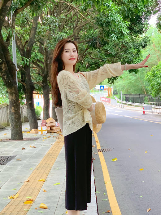 【百图lulu定制】【白月光针织衫】绝美 慵懒风 镂空宽松 长袖针织衫 商品图5
