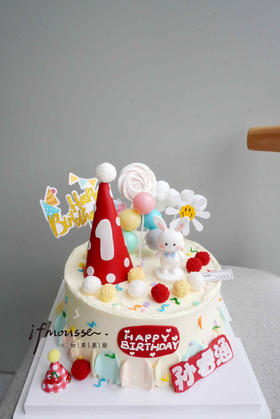 「女孩」周岁小兔子 彩虹生日帽