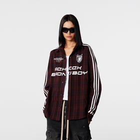 【Achock官方店】美式复古条纹拼接街头痞帅格子衬衫长袖衬衣外套