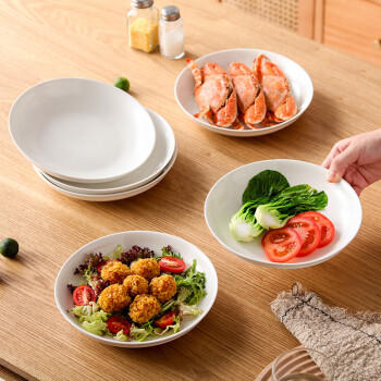 洁雅杰陶瓷盘家用白瓷盘子8英寸中式釉下彩餐盘菜盘汤盘微波炉可用6只装 /厨具 /餐具 /盘/碟 商品图2