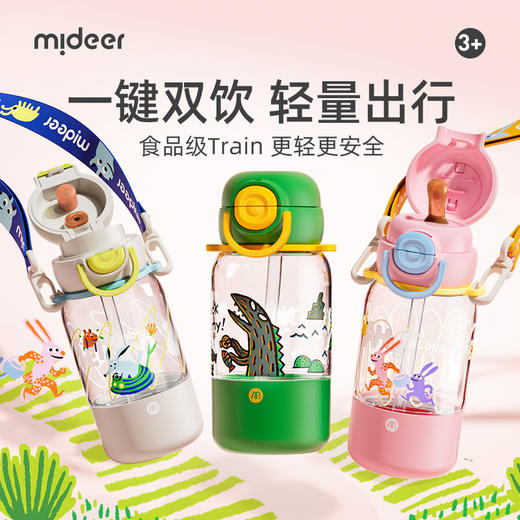 【夏日快乐补水】mideer弥鹿便携双饮吸管杯 590ml大容量 食品级Tritan材质 装温水 果汁 炎炎夏日随时解渴消暑 商品图0