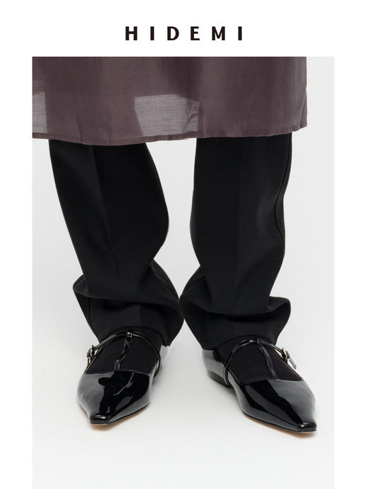 HIDEMI 进口牛漆皮细带玛丽珍尖头平底鞋 商品图5