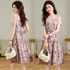 圆领短袖吊带假两件连衣裙，时尚印花裙A字裙QYM-TB-FD1970-Y 商品缩略图3