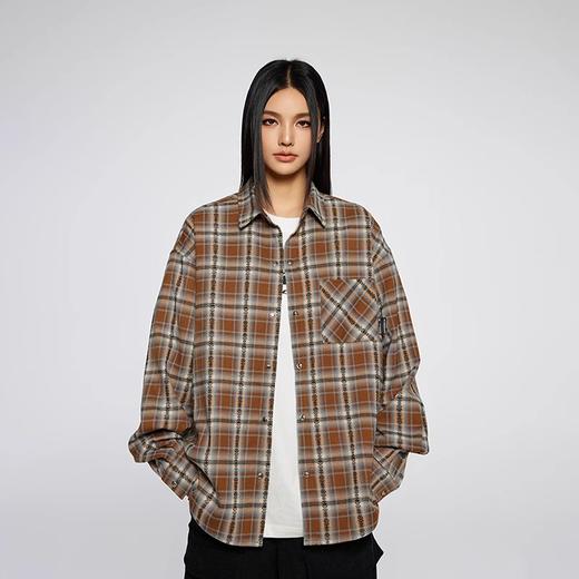 【Achock官方店】简约高级撞色格子长袖衬衣潮牌宽松情侣常青衬衫 商品图2