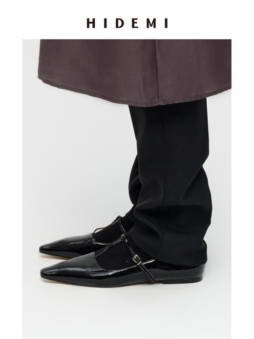 HIDEMI 进口牛漆皮细带玛丽珍尖头平底鞋 商品图7
