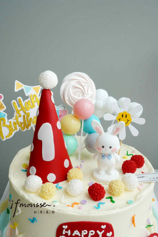 「女孩」周岁小兔子 彩虹生日帽 商品图1