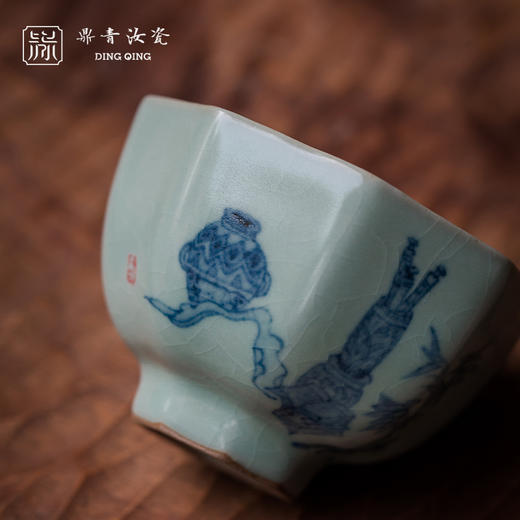 问鼎鼎青青花直口八方杯（知今）（缺货） 商品图1
