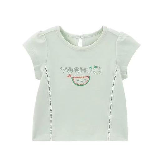 英氏-童衣类（夏）D0英针圆领短套衣 豚草绿 商品图0