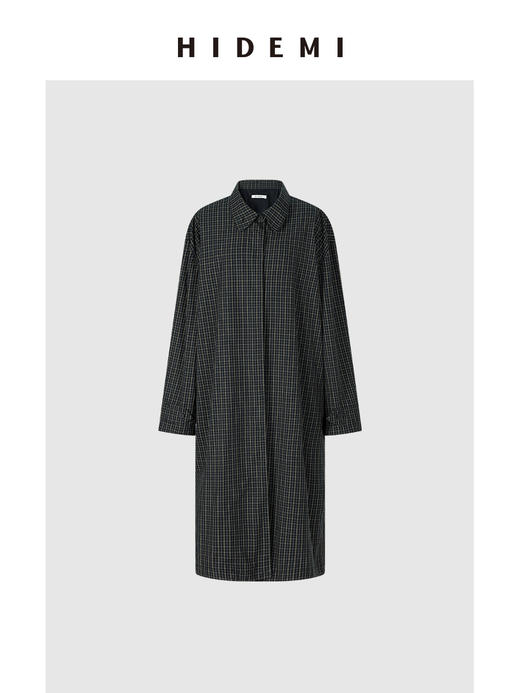 HIDEMI 限定色织格纹极简廓形长款风衣 商品图6