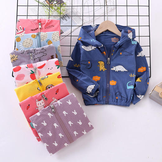 【印花连帽夹克，时尚洋气】夏款儿童外套 男女童印花连帽夹克 洋气外穿儿童开衫 印花外套上衣-QQ 商品图0