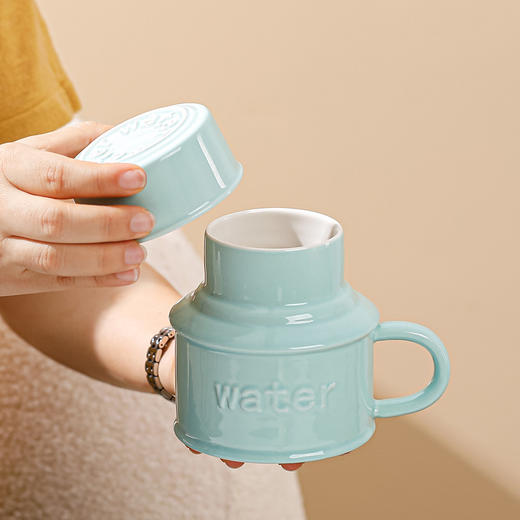 【马克杯带盖可爱水壶造型】陶瓷杯子 家用办公室水杯 七夕情人节情侣礼物 商品图0