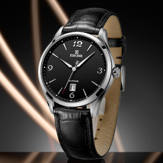 依波表EBOHR 专柜同款 魅力时尚牛皮表带进口石英机芯男士腕表1076 商品图1