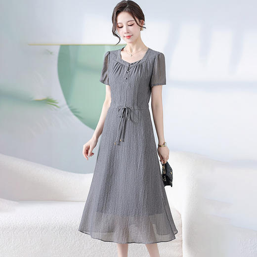 灰色连衣裙夏季中长款鱼尾裙QYM-KED-H1953-Y 商品图1