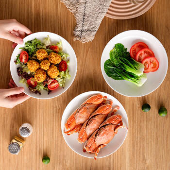 洁雅杰陶瓷盘家用白瓷盘子8英寸中式釉下彩餐盘菜盘汤盘微波炉可用6只装 /厨具 /餐具 /盘/碟 商品图1